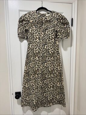 Bohme Leopard-Print Midi Dress in Beige and Black
